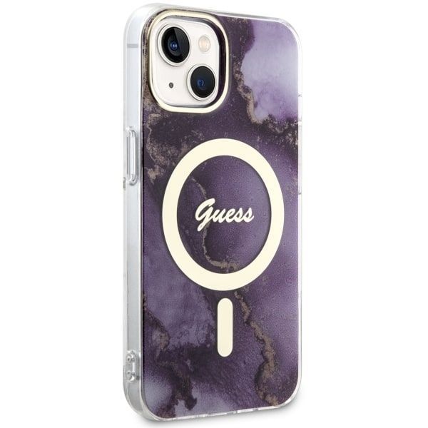 Etui Guess Golden Marble iPhone 14/15/13 6.1" Purpurowe z MagSafe