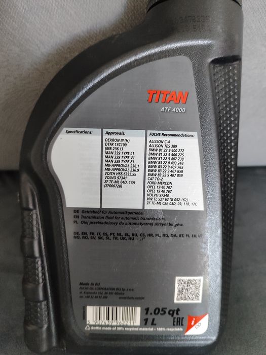 Olej Fuchs Titan ATF 4000 olej do automatycznej skrzyni biegów