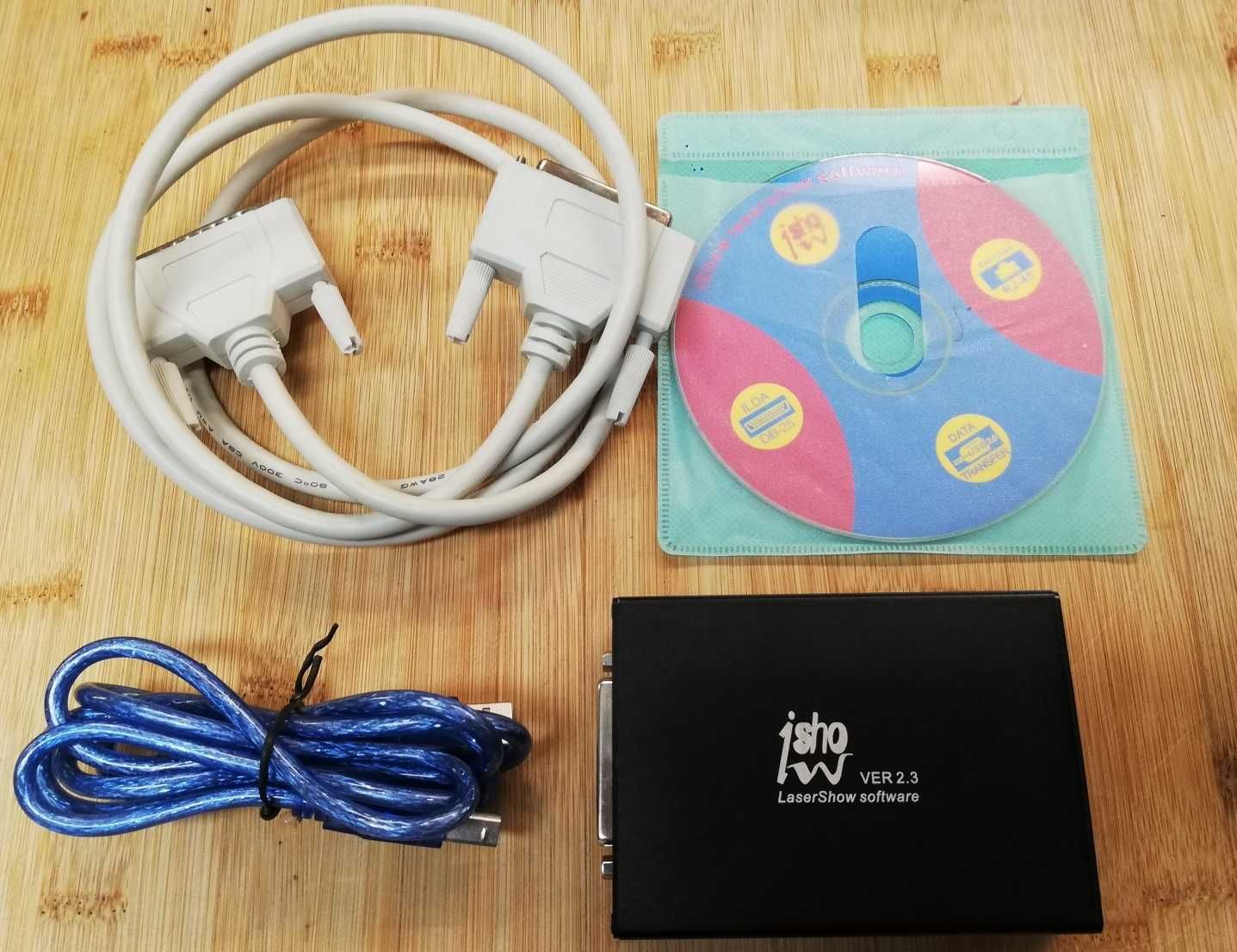 kontroler iLDA Ishow 2.3 płyta, kabel DB25 lasershow plus netbook