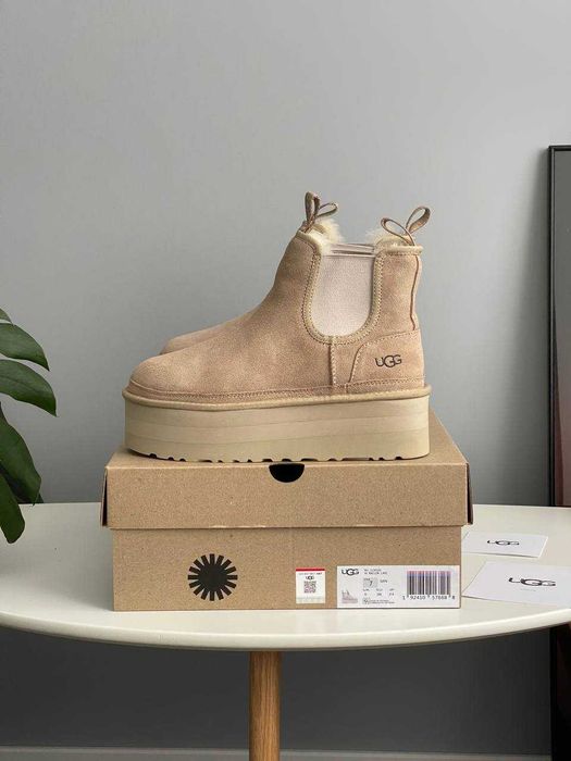 Угги UGG Neumel Chelsea Platform Beige / Уггі Неумел Челсі бежеві