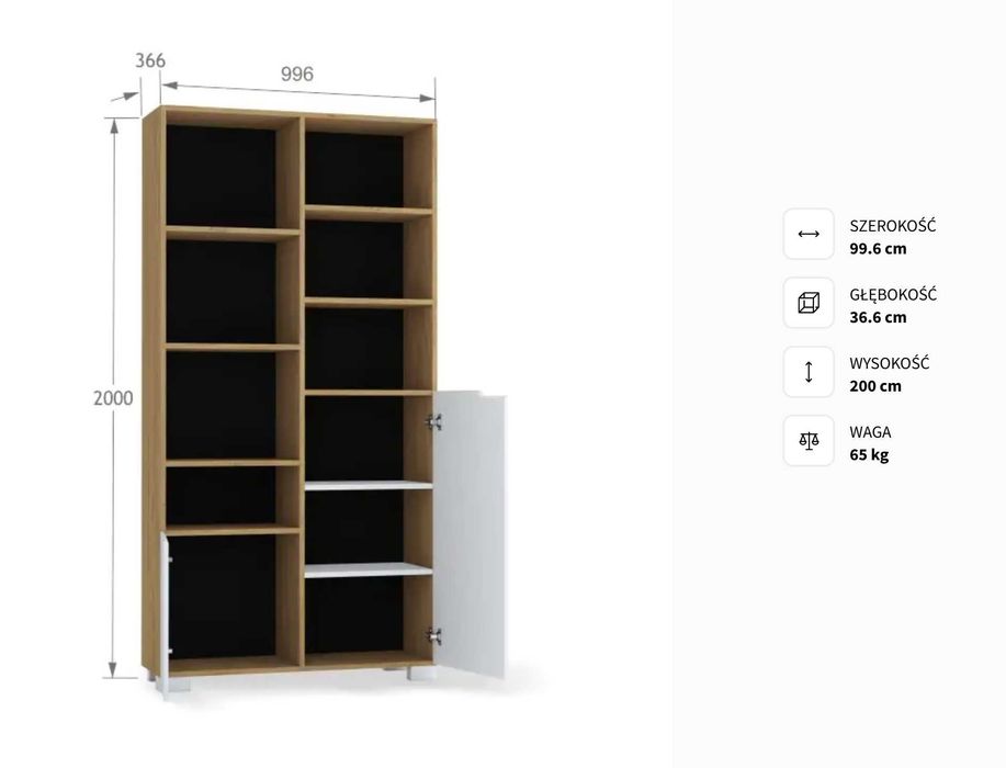 Zestaw mebli MEBLIK OAK Regał wysoki 100 x OAK + Regał niski 150 OAK