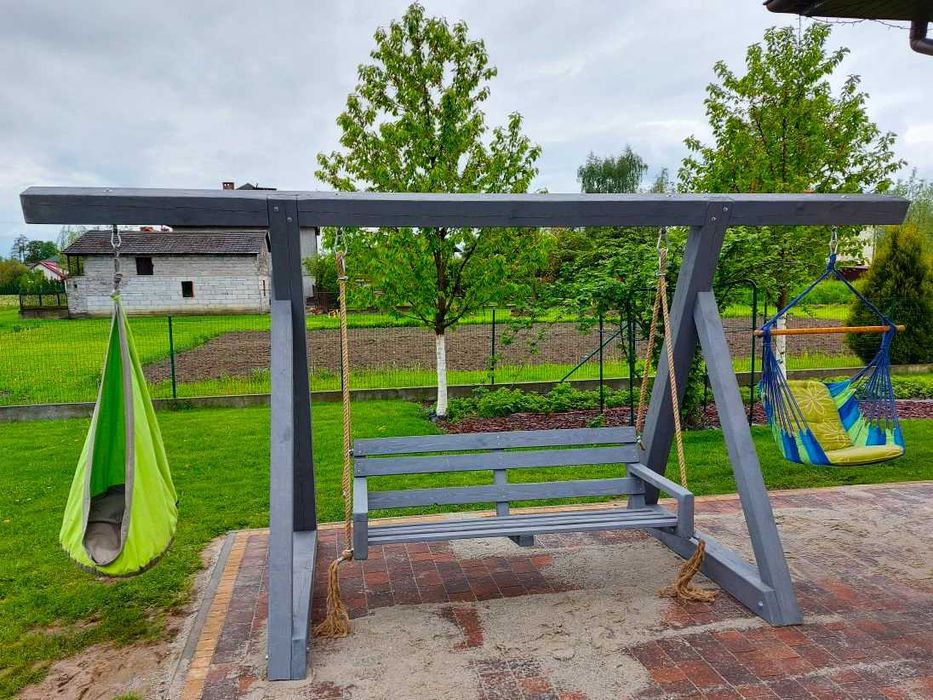 Huśtawka Ogrodowa Hustawka Drewniana Ozdoba Ogrodu Jedyna Taka
