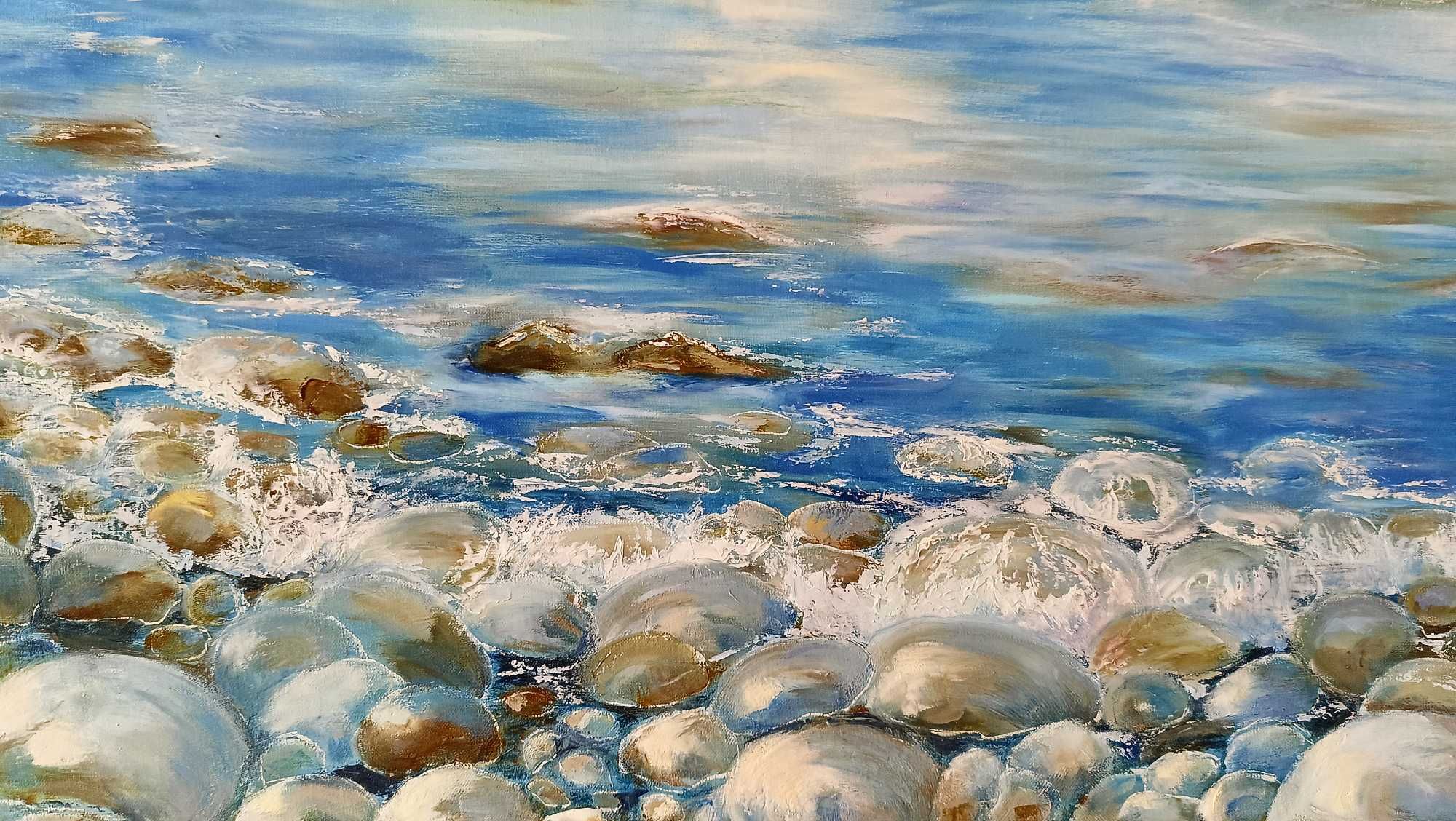 Картина масляными красками Пляж Море Волны Лето Интерьер Пейзаж