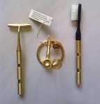 Conjunto Ouro de lei 24 Quilates Escova dentes+suporte de Barbear