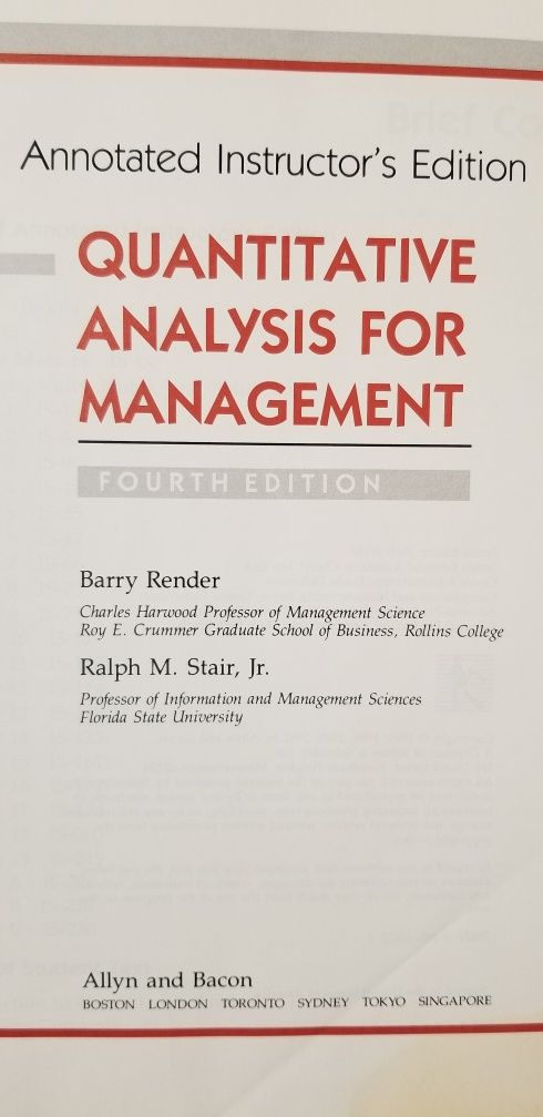 Quantitative Analysis for Management. Barry Render. Барри Рендер.