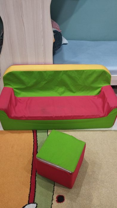 Fotel kanapa sofa pufy dla dzieci zestaw 4 części