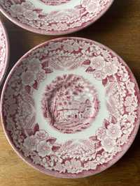 Małe talerzyki deserowe angielska porcelana różowa