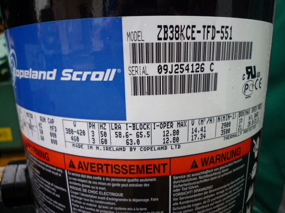 Sprężarka COPELAND scroll ZB38KCE-TFD-551 14,41 m3/h