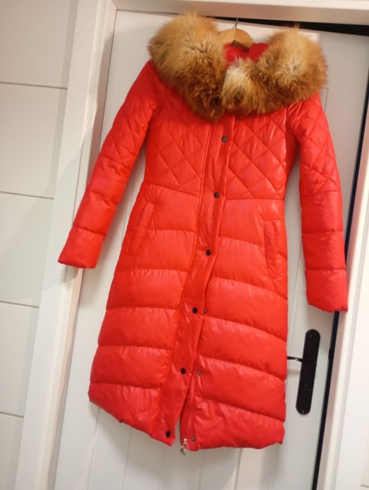 Moncler płaszcz czerwony zimowy pikowany S używany