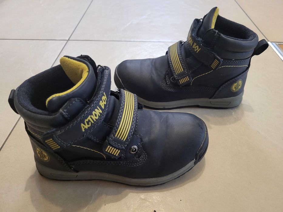 Buty kozaki zimowe jesienne chłopiec granat 28 dł. wkł. 18 cm