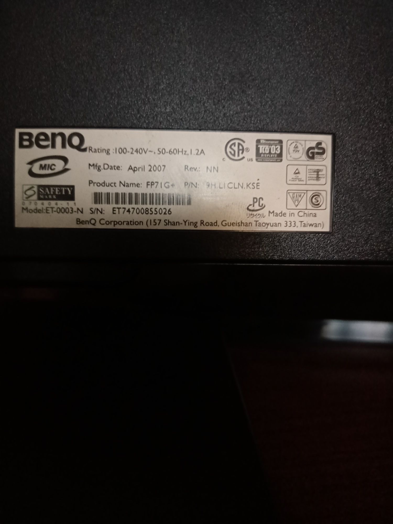 Monitor BenQ fp71g+ !!!