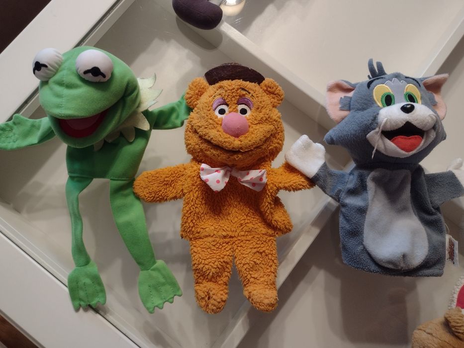 Pacynki na rękę żaba Kermit miś Fozzie kot