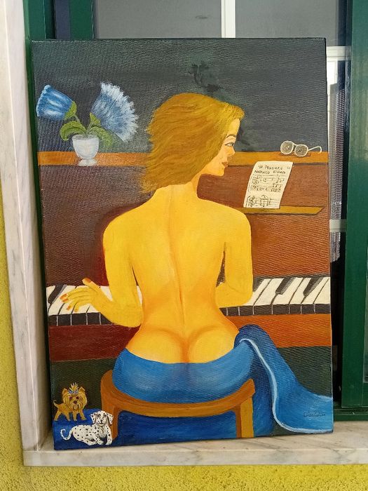 Quadro mulher do piano