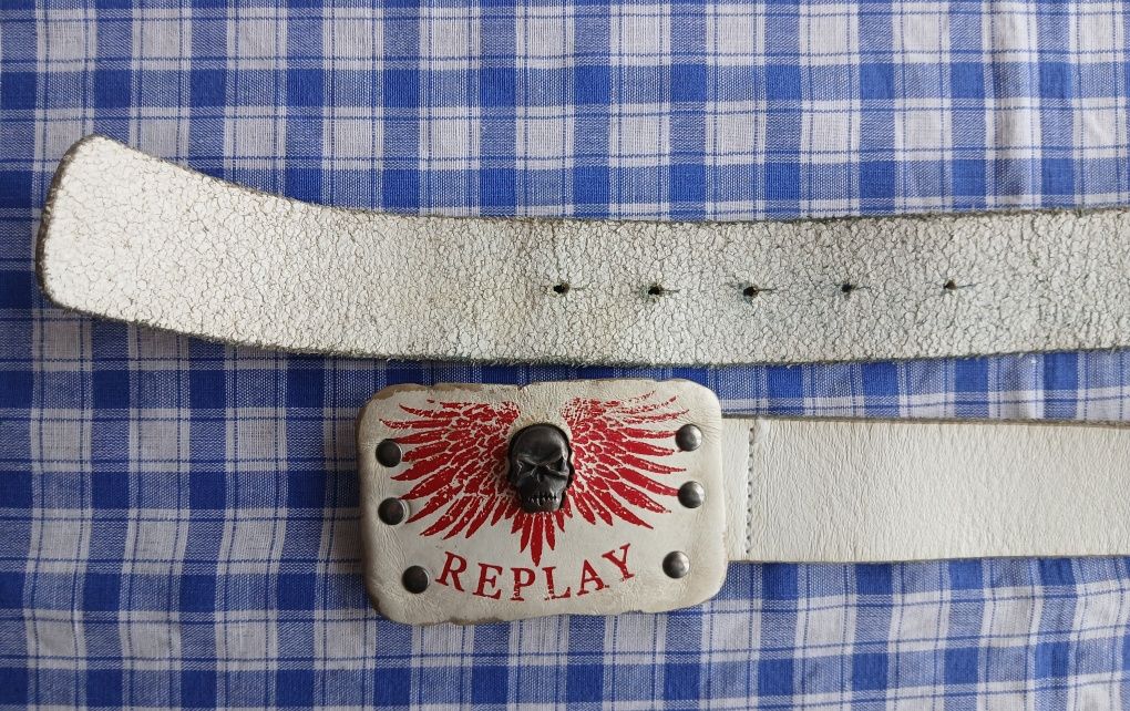 Винтаж vintage оригинал кожаный ремень Replay Rock size M