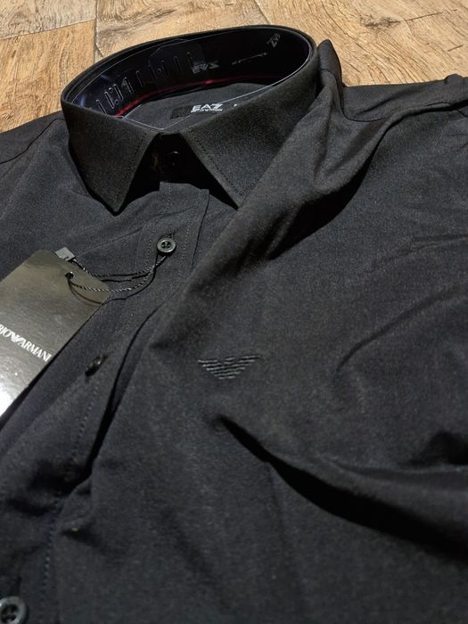 Ea7 męska elegancka koszula bawełna czarna xl 2xl metki długi rękaw