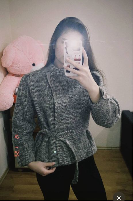 теплий піджак блейзер з поясом