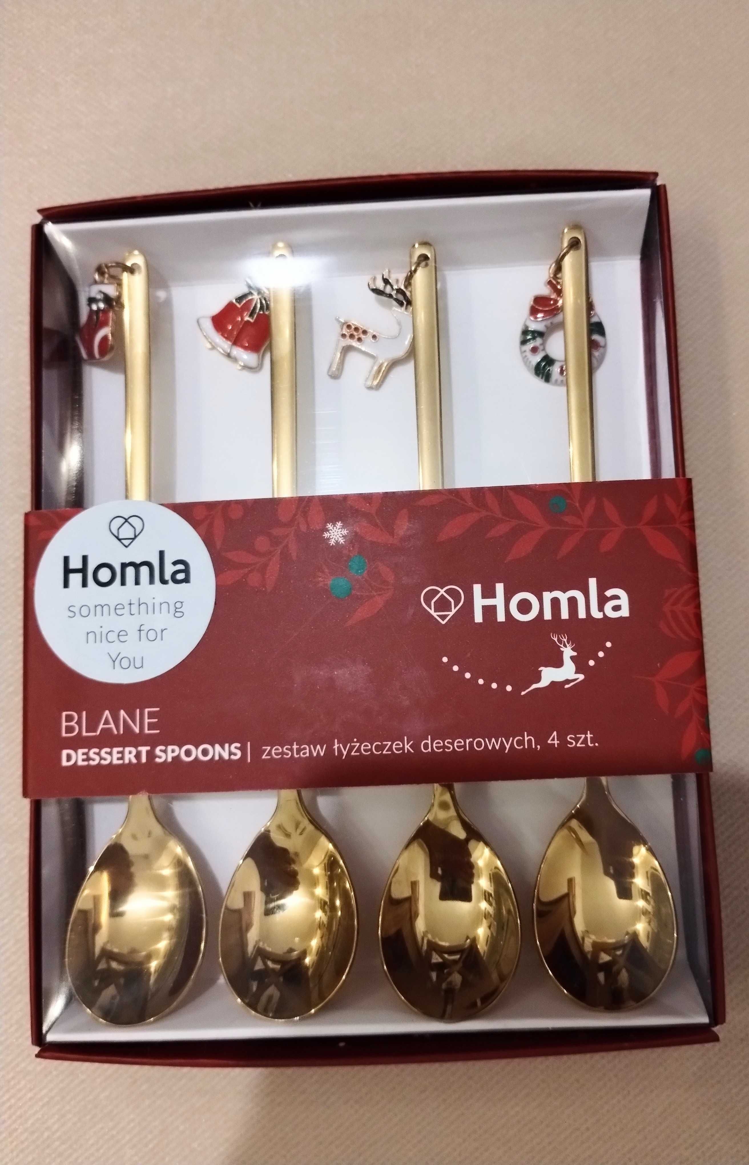 NOWY Zestaw BLANE łyżeczek złotych deserowych 4 szt HOMLA