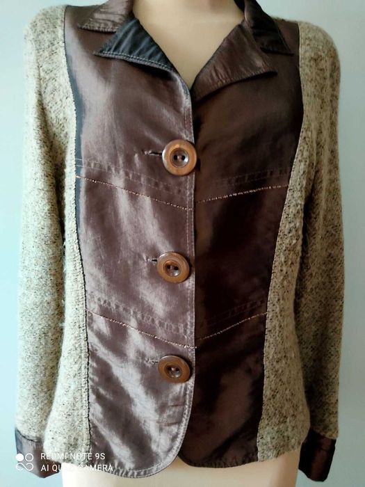 wizytowy żakiet atłas dzianina r.44