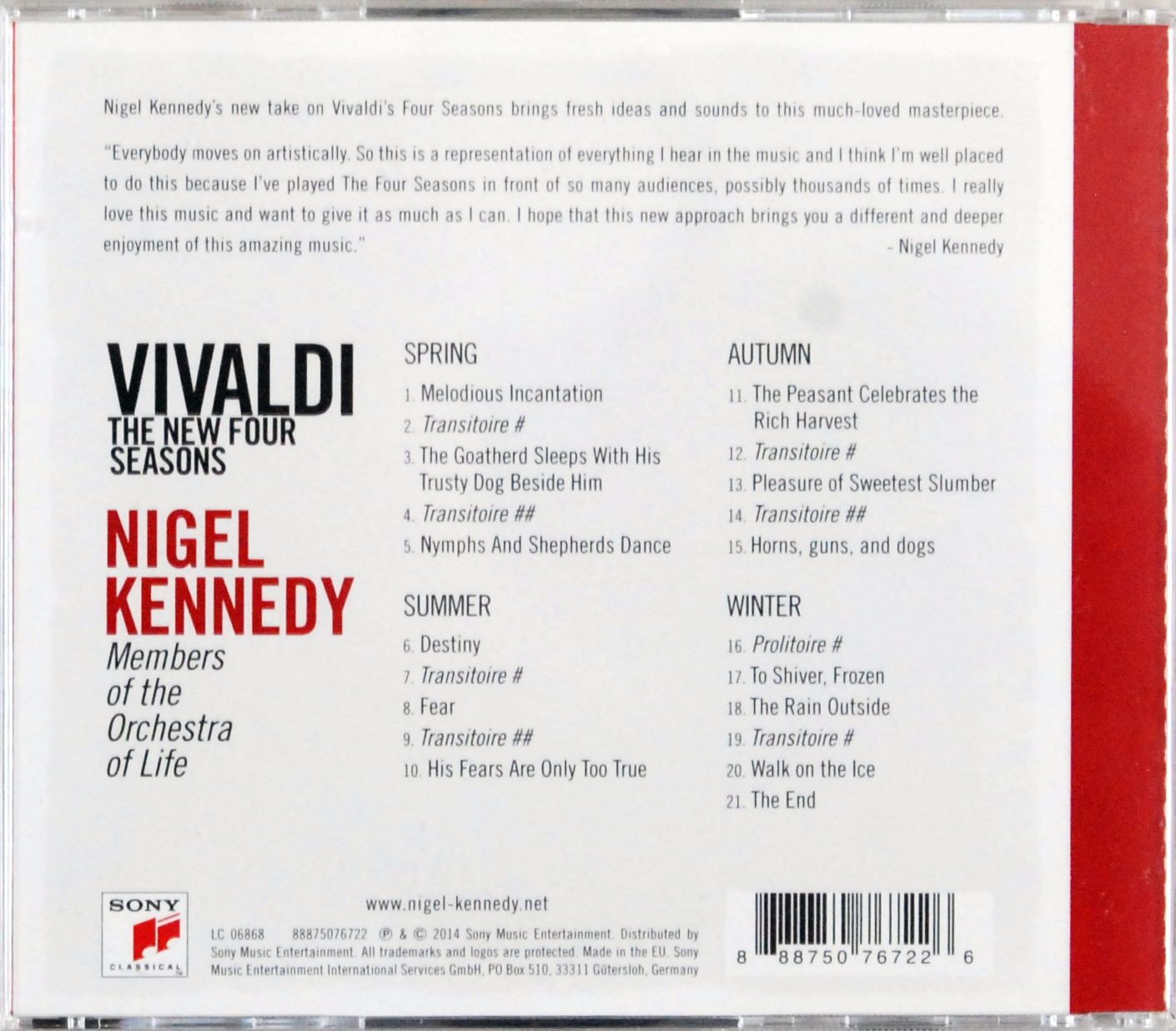 (CD) Nigel Kennedy - Vivaldi - The New Four Seasons BDB