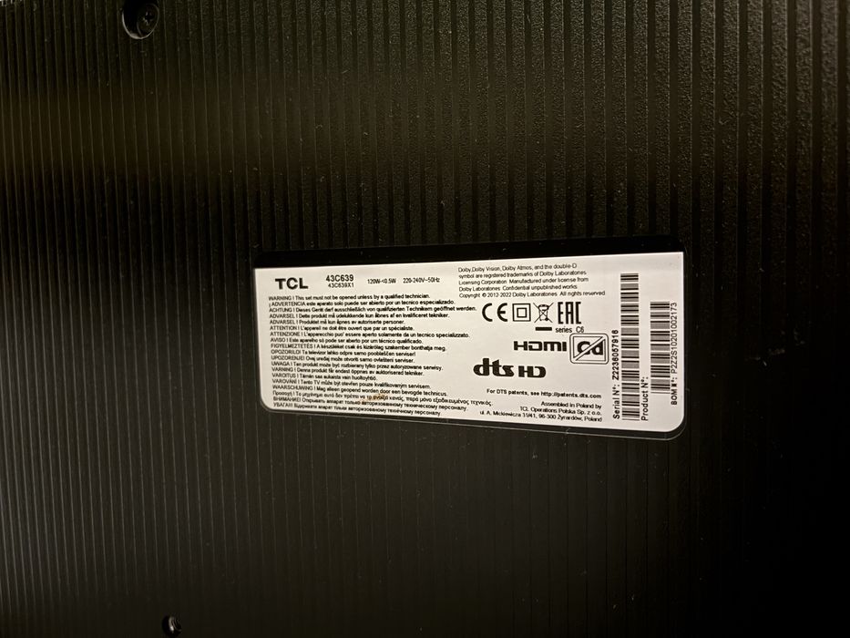 TCL 43C639 4K QLED Smart TV – jak nowy!