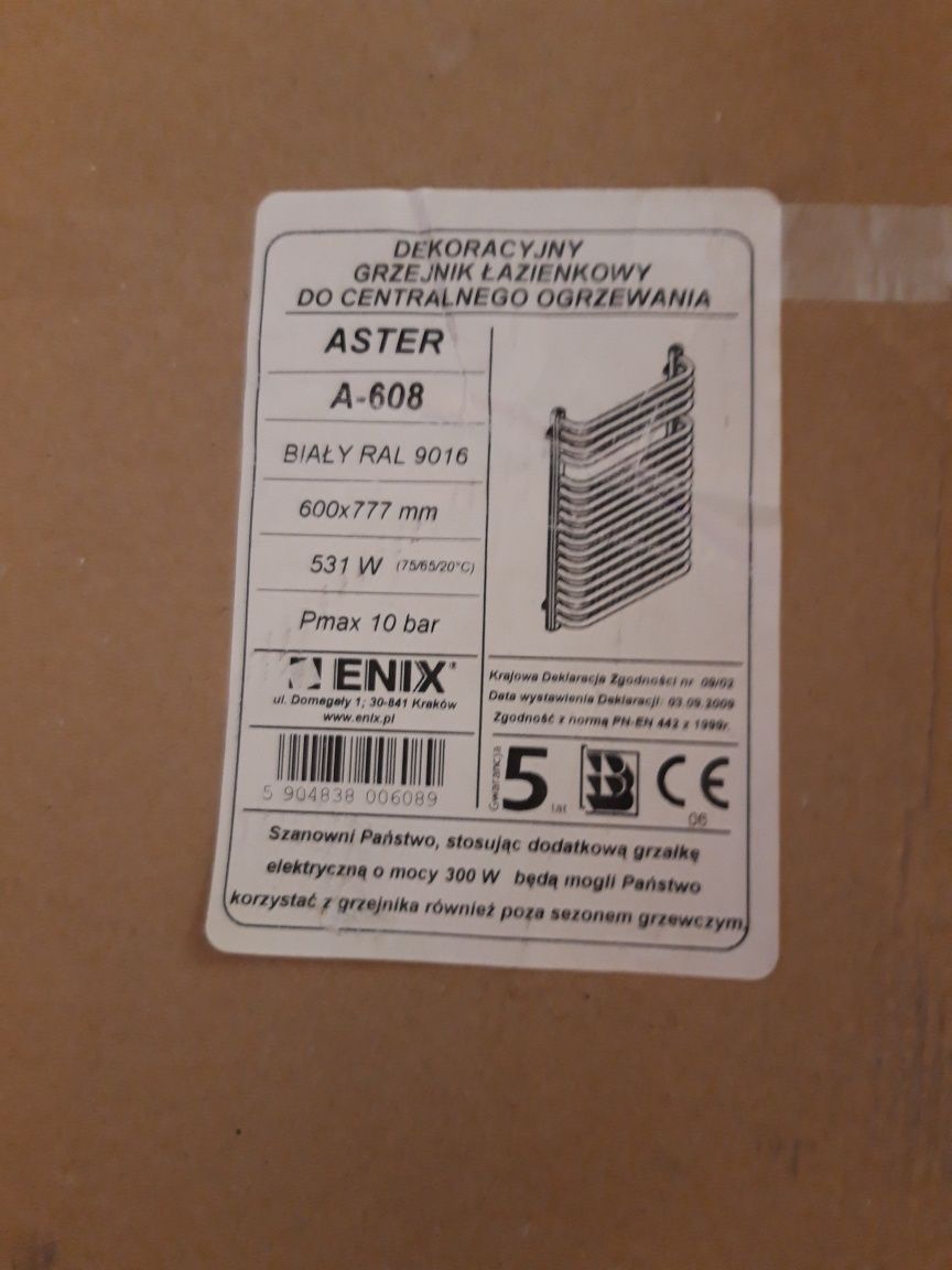 Grzejnik łazienkowy Enix Aster A-608 NOWY