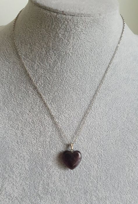 Łańcuszek Wisiorek Serce z naturalnym kamieniem