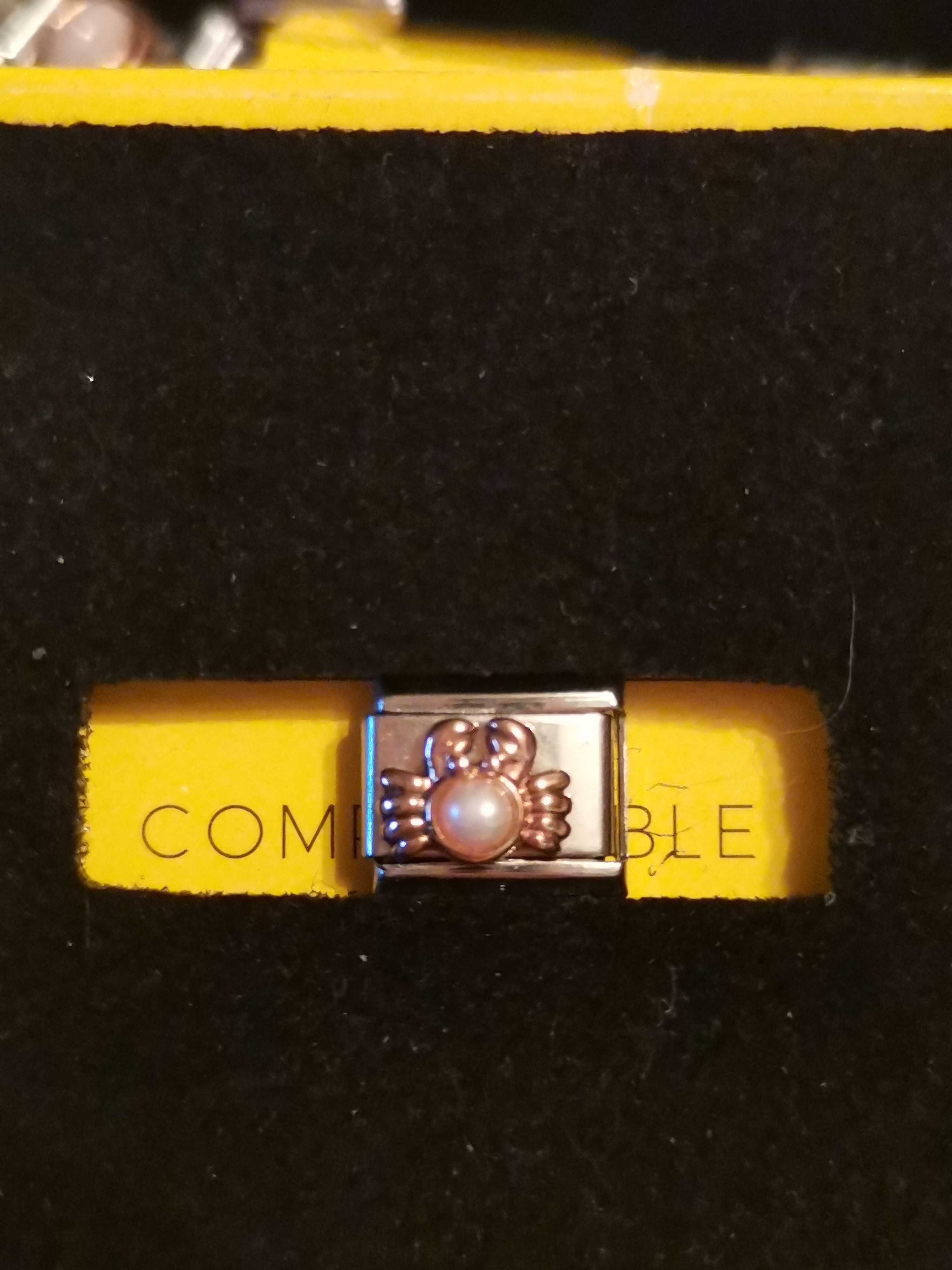 Link charms Nomination Composable Krab z perłą Swarovski złoto 9k.Oryg