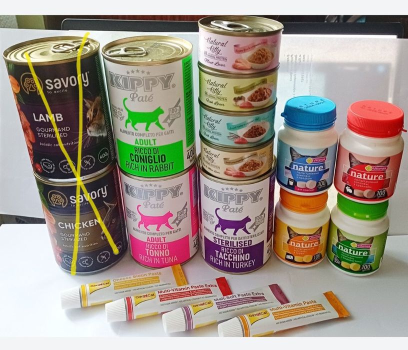 Консерва, паста вивід шерсті, ласощі, вологий корм для кота, котів