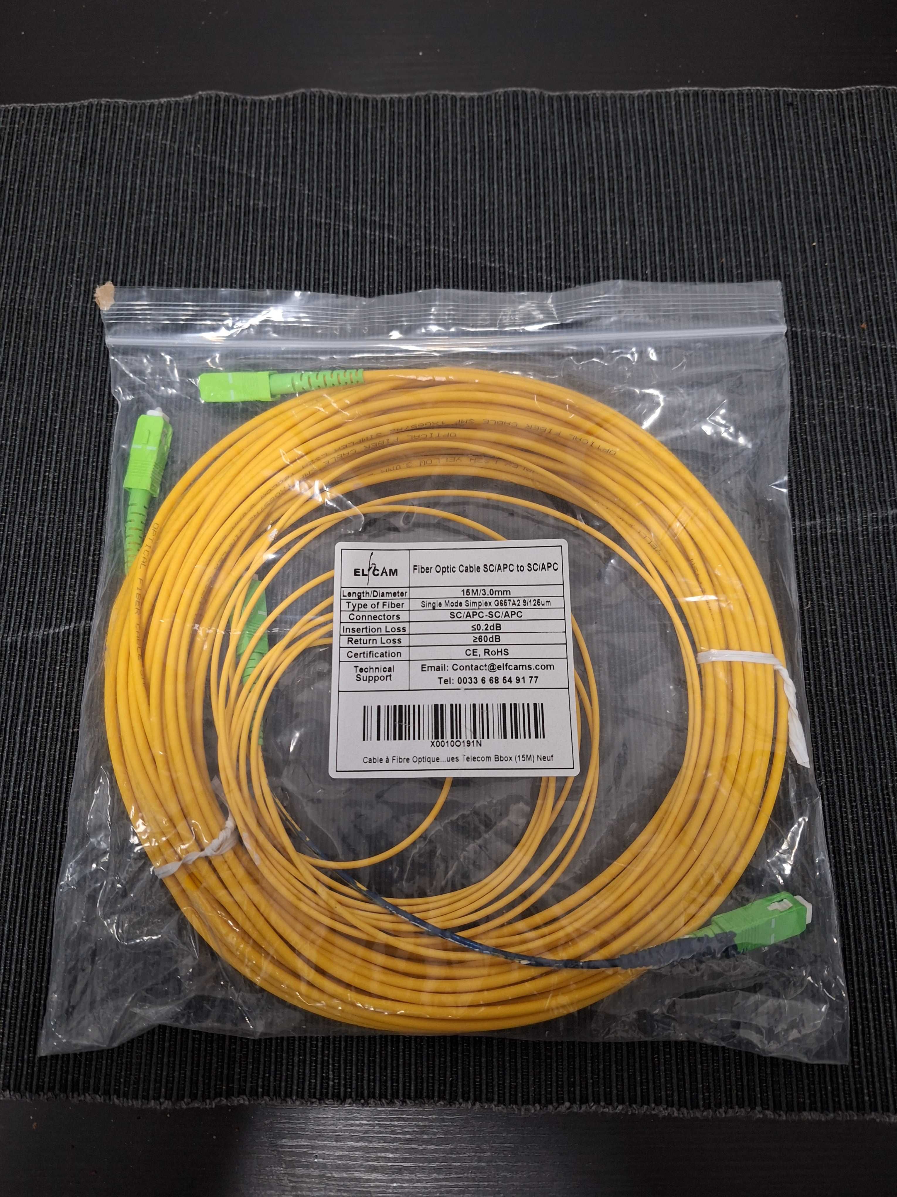 Cabo Fibra Óptica  SC/APC-SC/APC 15m/3.0 mm Vodafone