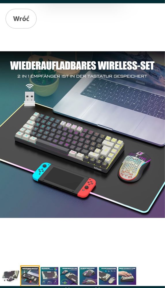 bezprzewodowa klawiatura i mysz do gier RedThunder K84