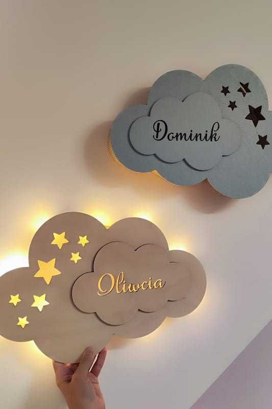 lampka LED z imieniem – ozdoba do pokoju dziecięcego Chmurka