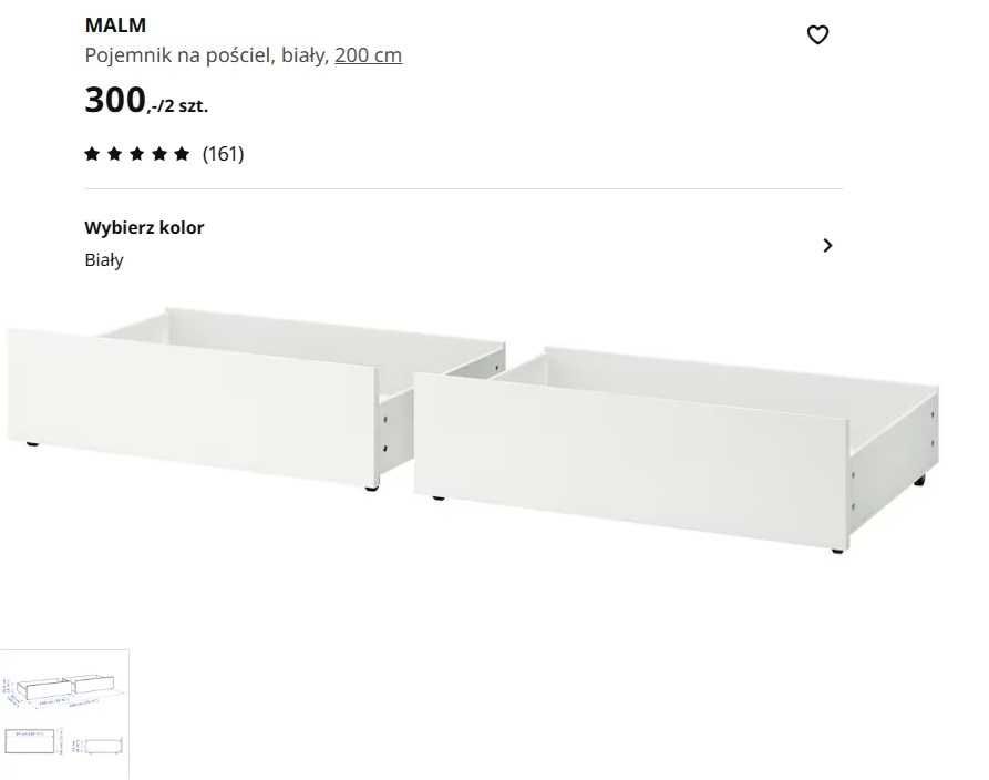 IKEA MALM Pojemnik na pościel/Szuflada 2szt
