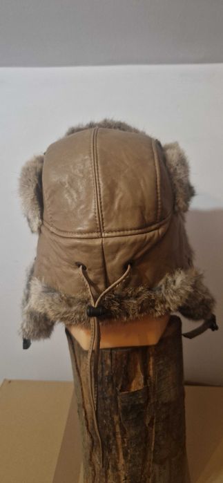 Czapka futrzana Pilotka z szarego królika