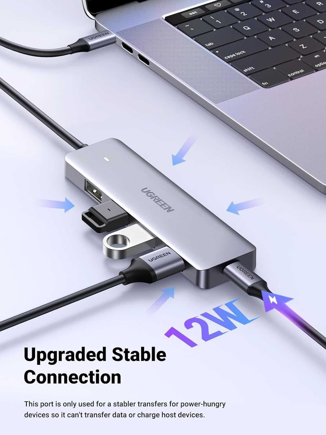 UGREEN 25446 USB C HUB 4 Porty USB 3.0 z zasilaniem