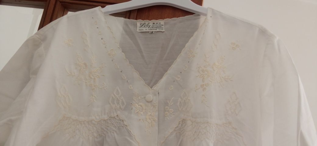 Camisa de noite bordada nova n.44 algodao