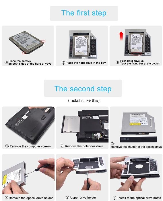 Optibay карман SATA 3 для SSD 2,5'' 9,5 / 12.7 мм алюминий