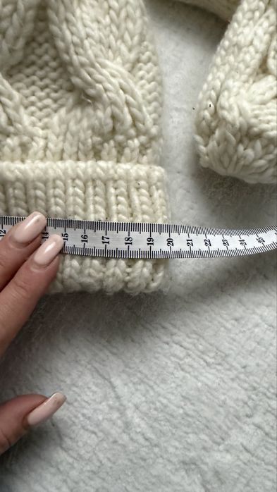 Barbour komplet czapka rękawiczki ecru 5/8 lat ciepła zimowa krem M\L