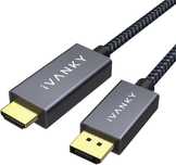 IVANKY Kabel DisplayPort na HDMI, kabel połączeniowy DP do HDMI,