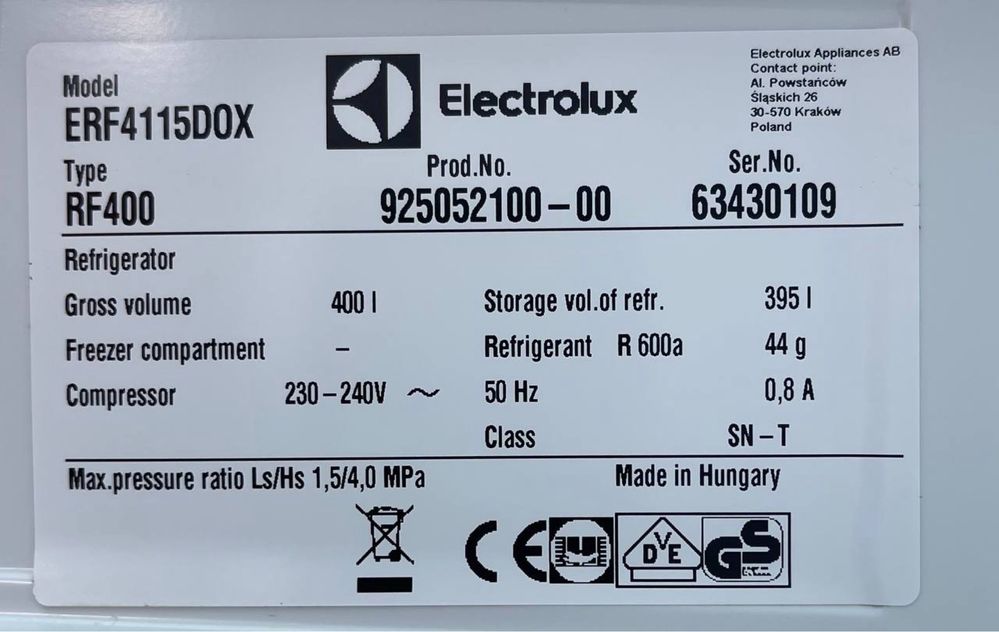 Холодильна шафа б/в Electrolux крапельний #07006