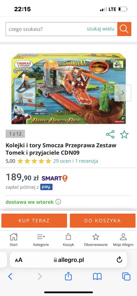 Kolejki i tory Smocza Przeprawa Zestaw Tomek i przyjaciele