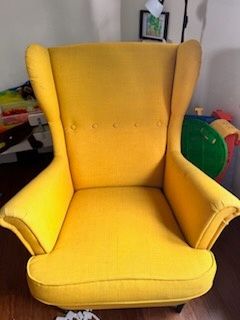 Fotel uszak, z podnóżkiem, do karmienia, żółty, Ikea