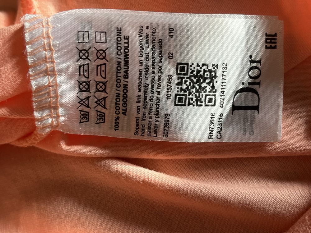 Dior koszulka orginał t-shirt logo kwiaty S pomarańczowa cotton 100%
