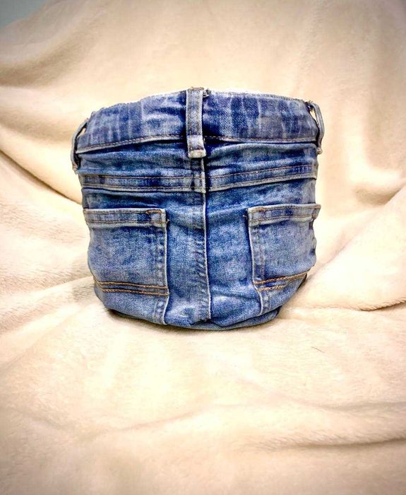 Кашпо под цветы, подарок, джинсовий  горщик  для квітів