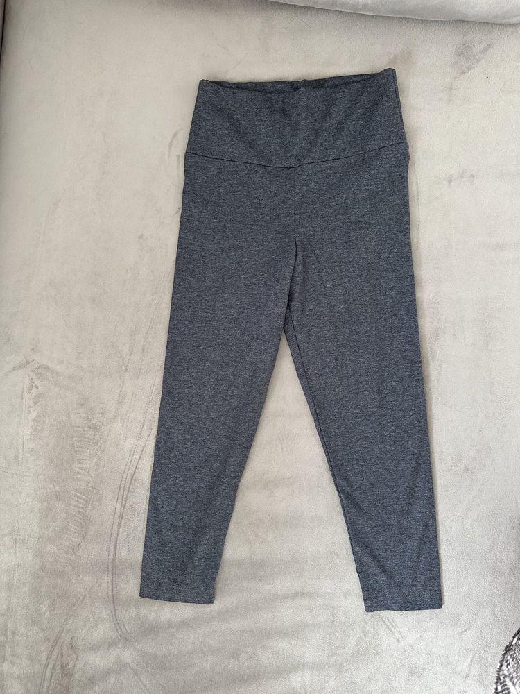 Szare legginsy 3/4 wysoki stan nowe S szare