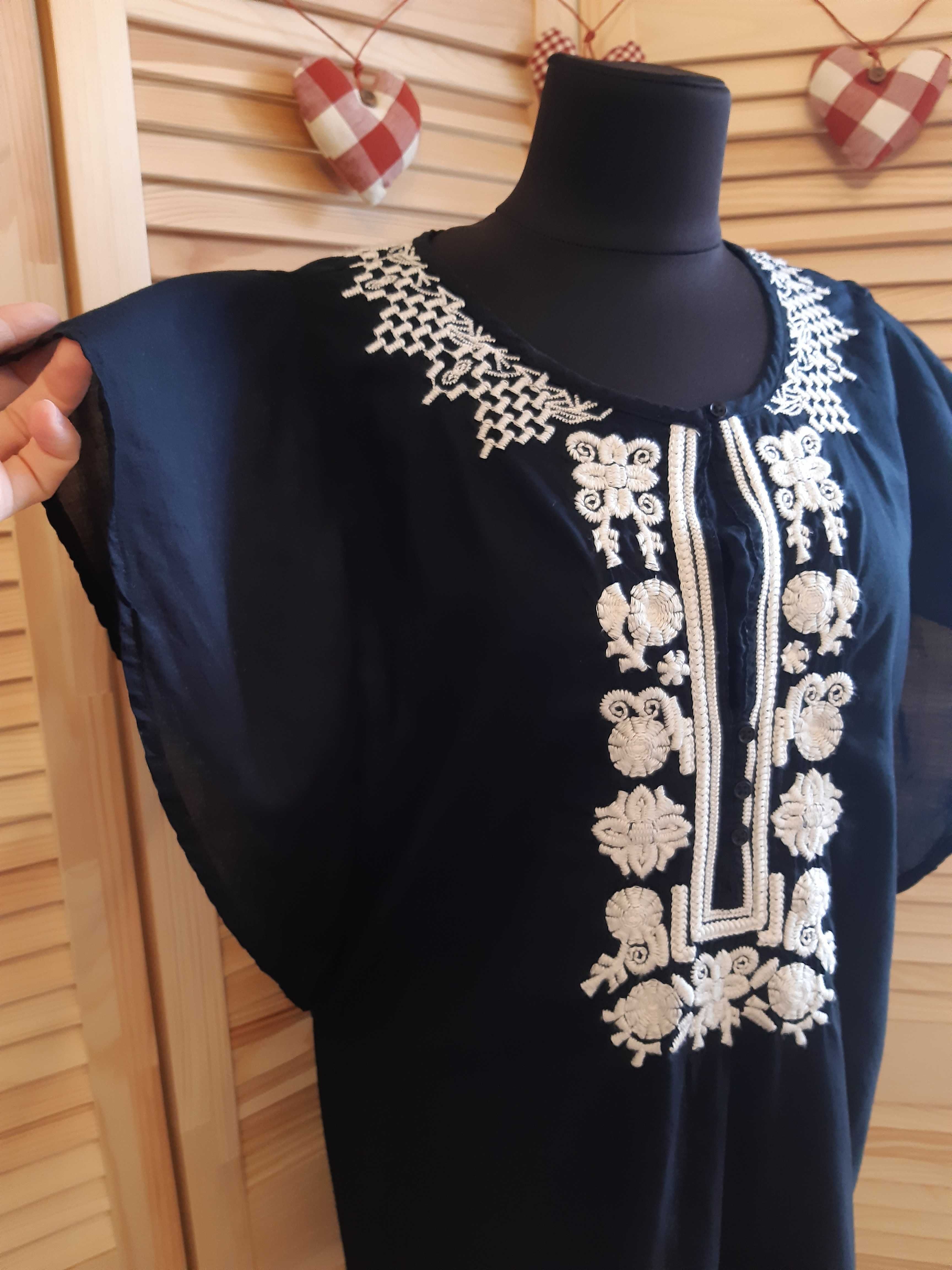 Туника удлинённая рубашка пляжная накидка вышиванка в бохо этно стиле