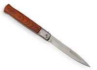 długi nóż sprężynowy składany z blokadą stal drewno 31cm futerał 503c