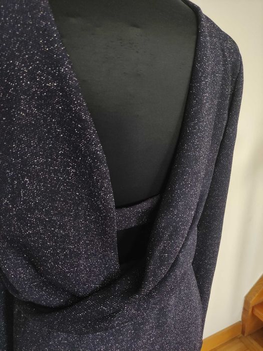 Granatowa błyszcząca sukienka, rozm 38/40 na sylwester, imprezę,wesele