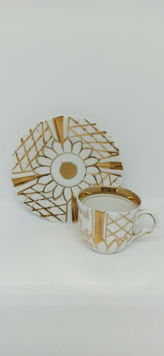 Porcelana okolicznościowa XIX/XX w DUO Mokka Złocona Unikat