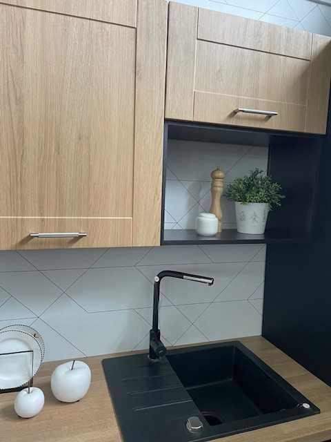 Zestaw mebli kuchennych dąb reveal/ czarny - nowy - kuchnia