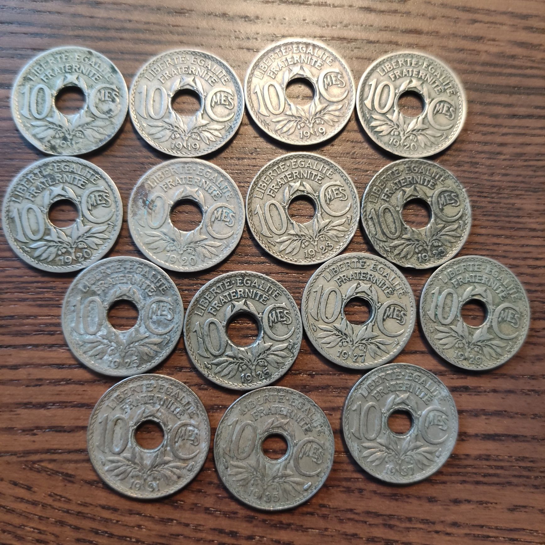 Monety Francja 1917 - 1937; 5, 10, 25 centimes